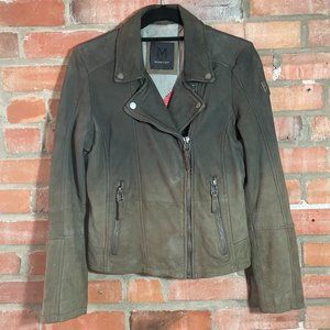 Mauritius Medium Olive Green Studded Leather Jacket